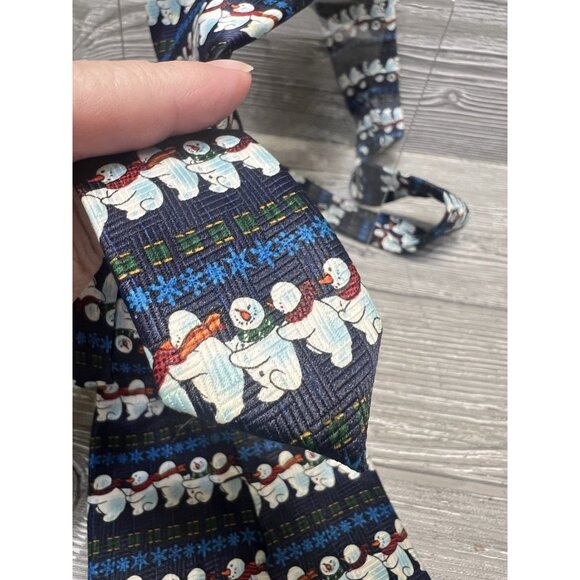 Snowmen Conga Line Christmas Tree Neck Tie Yule Tie Greetings Men's Korea - Picture 6 of 6